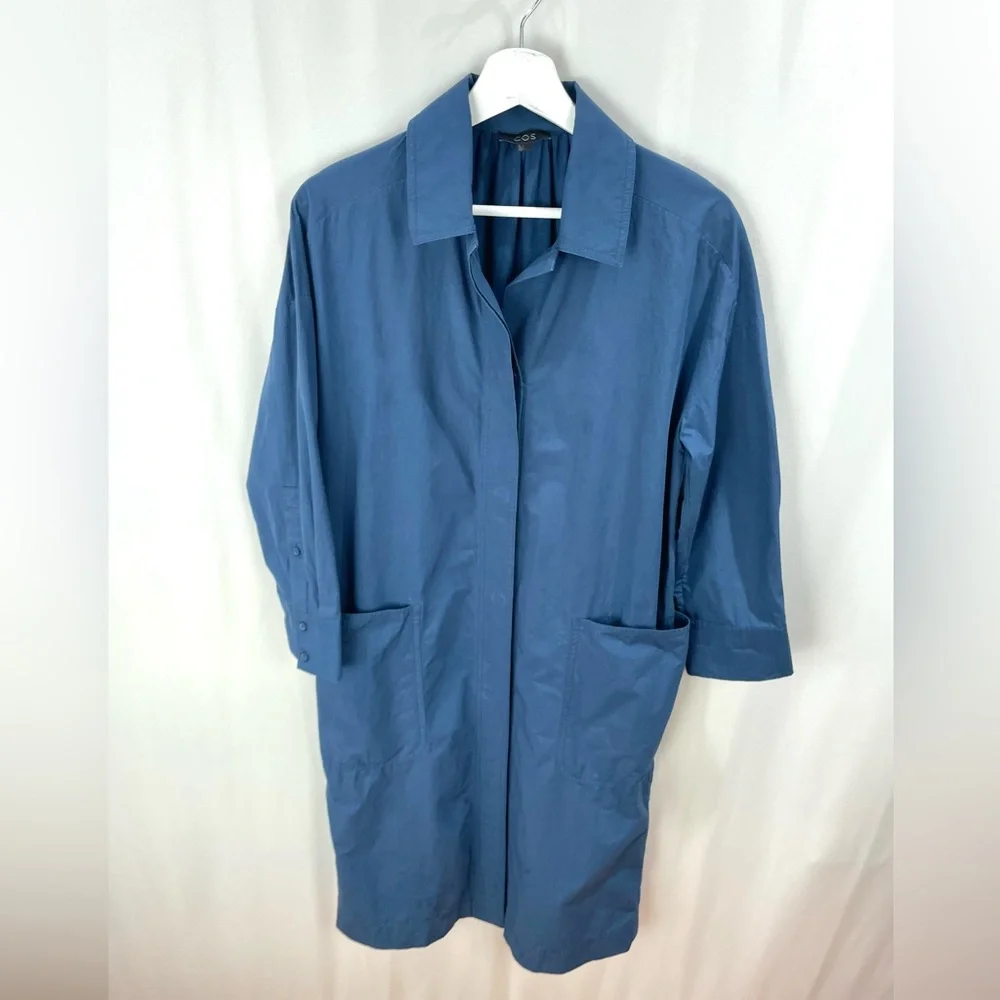 COS Blue Long Jacket with Gathered Back Size 2 - Picture 7 of 13